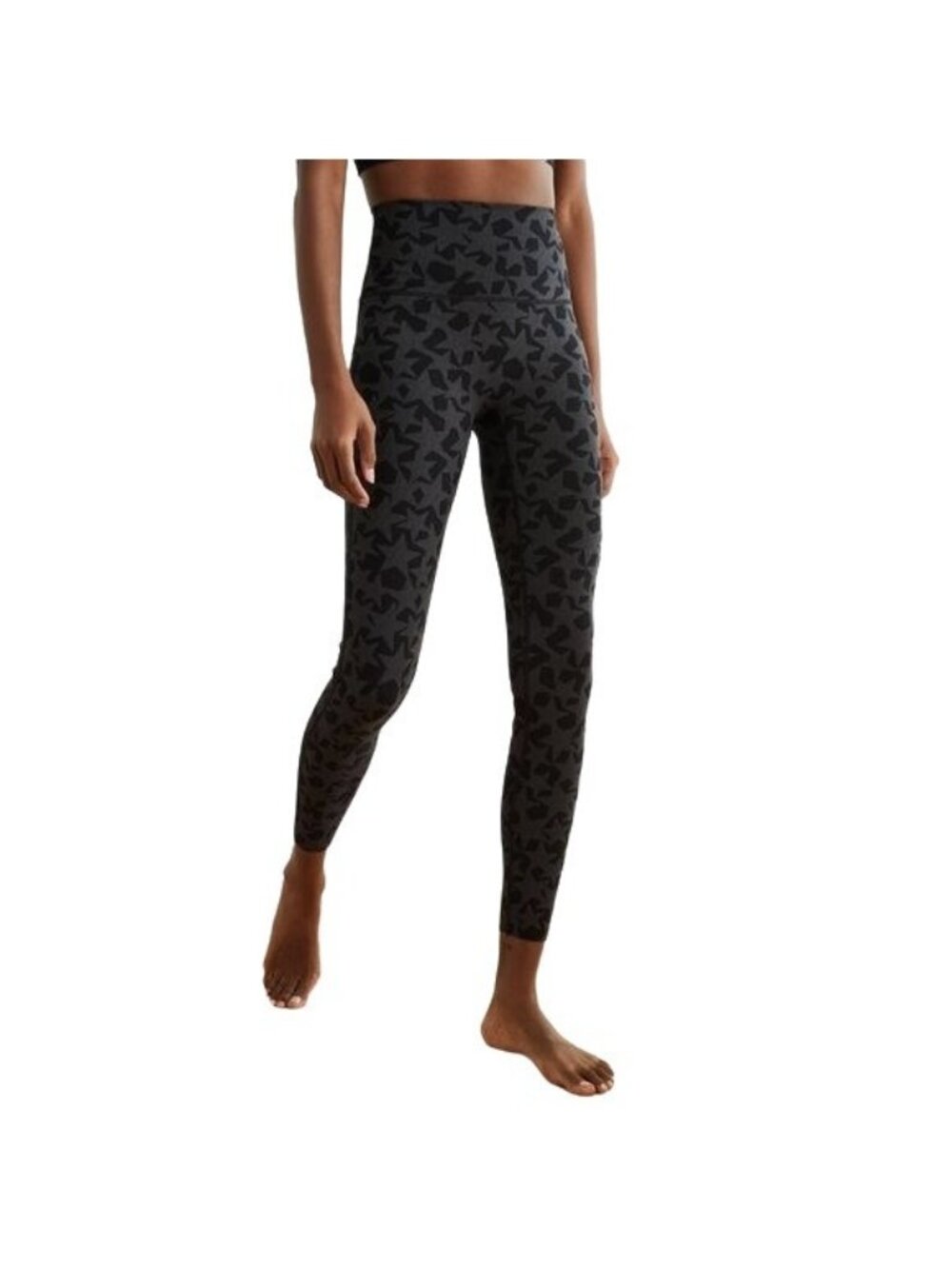 Aerie Leggings Medium Pull On Star Print Yoga Activewear Black High Waisted